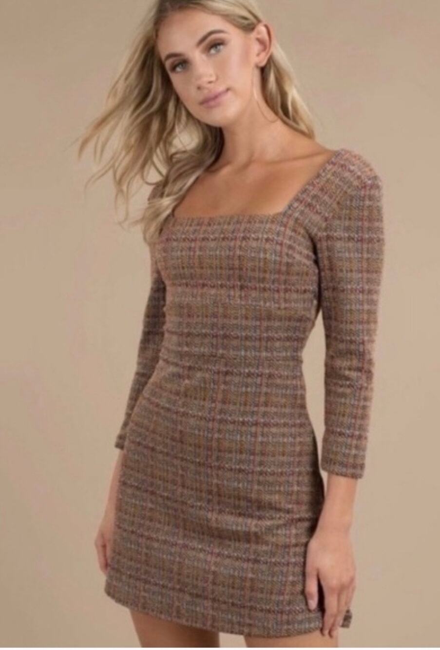 Free People Uptown Girl brown tweed dress - size 2